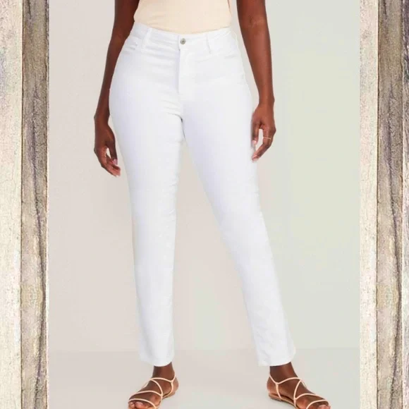 OLD NAVY HIGH-RISE SUPER SKINNY WHITE JEANS NWT - Picture 1 of 3